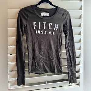 Vintage Y2K Abercrombie & Fitch dark brown white embroidered logo longsleeve top